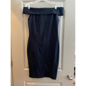Navy Blue off shoulder midi dress